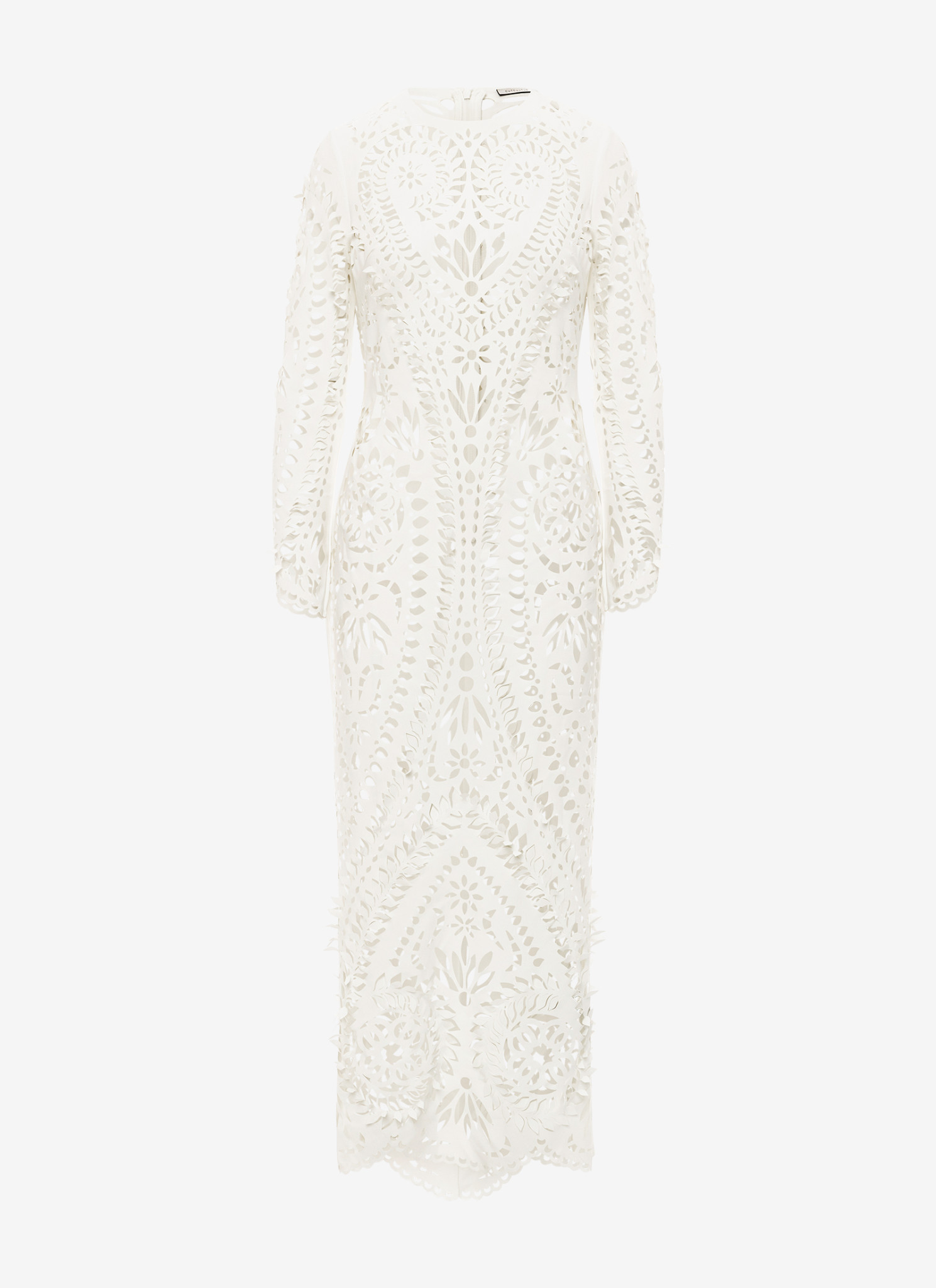 Long Sleeved Column Dress in White