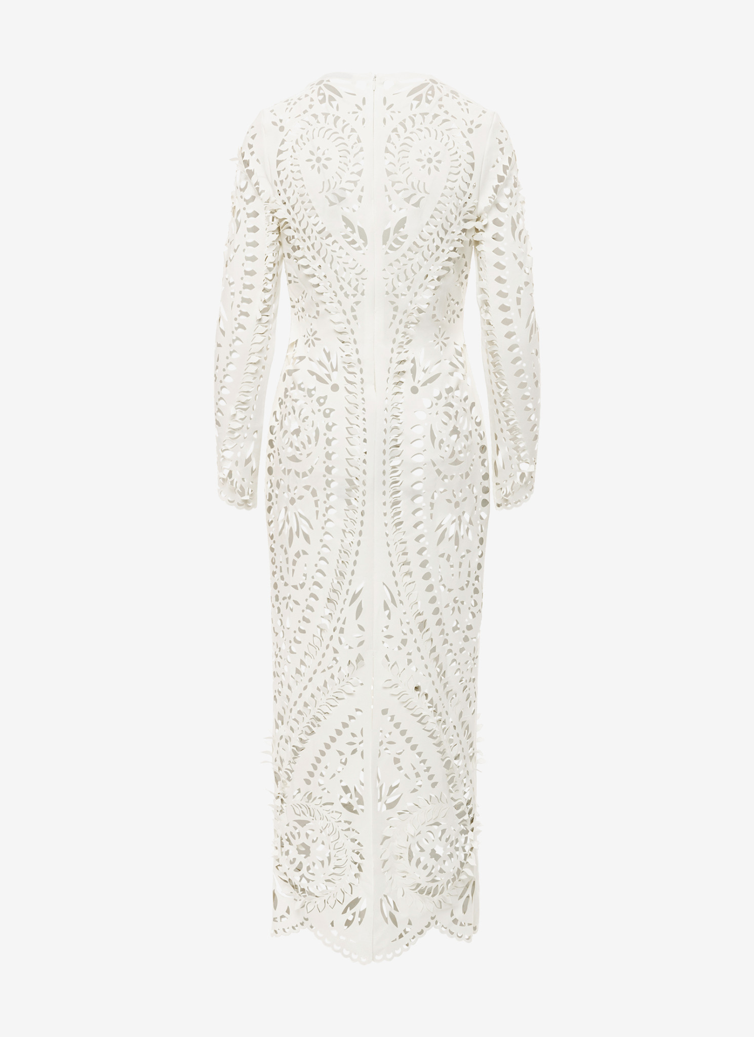 Long Sleeved Column Dress in White